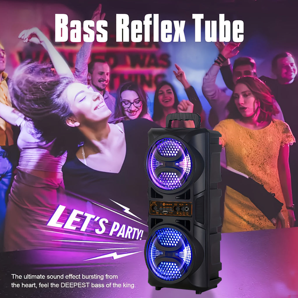Portable Bluetooth Speaker with Subwoofer Bass, Dual 6.5" LED Woofers and Microphone by DailySale