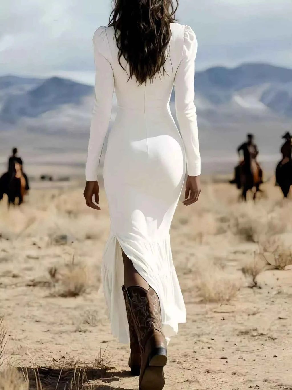 Slit Long Sleeve Dress