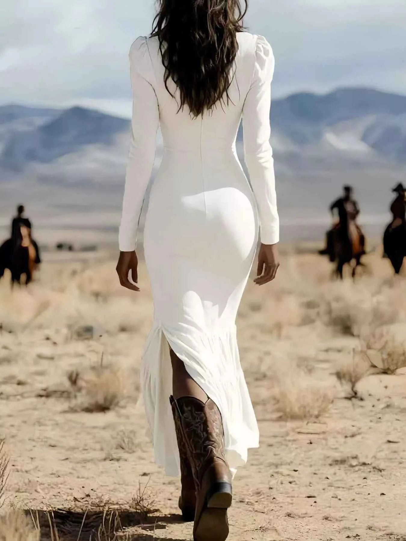 Slit Long Sleeve Dress
