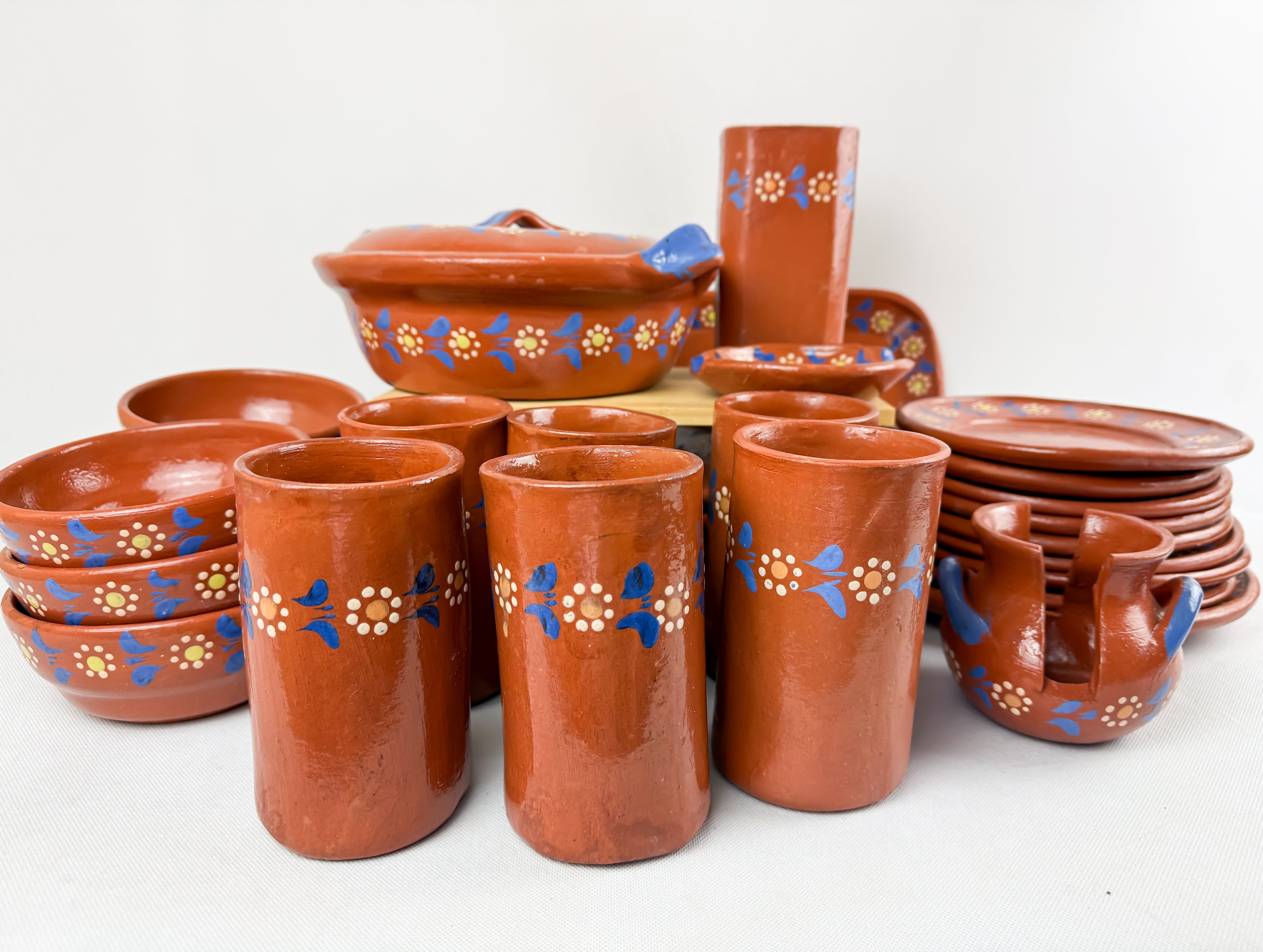 Michoacan Red Clay Pottery Dinnerware Set - Vajilla de Barro by TheMexHub