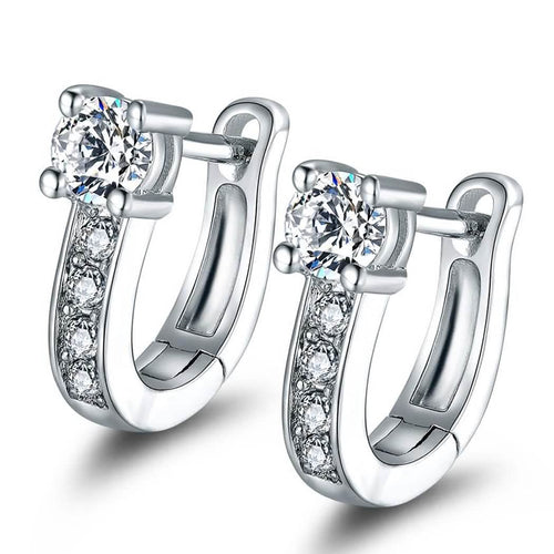 18K White Gold Plated Huggie Earrings with Swarovski Crystals by DailySale