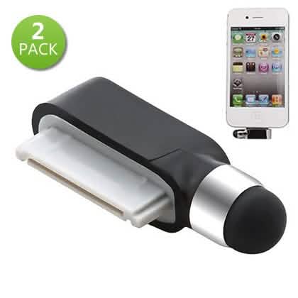 2-Pack: 2-in-1 Mini Stylus Dust Dock Cap for iPhone & iPad by DailySale