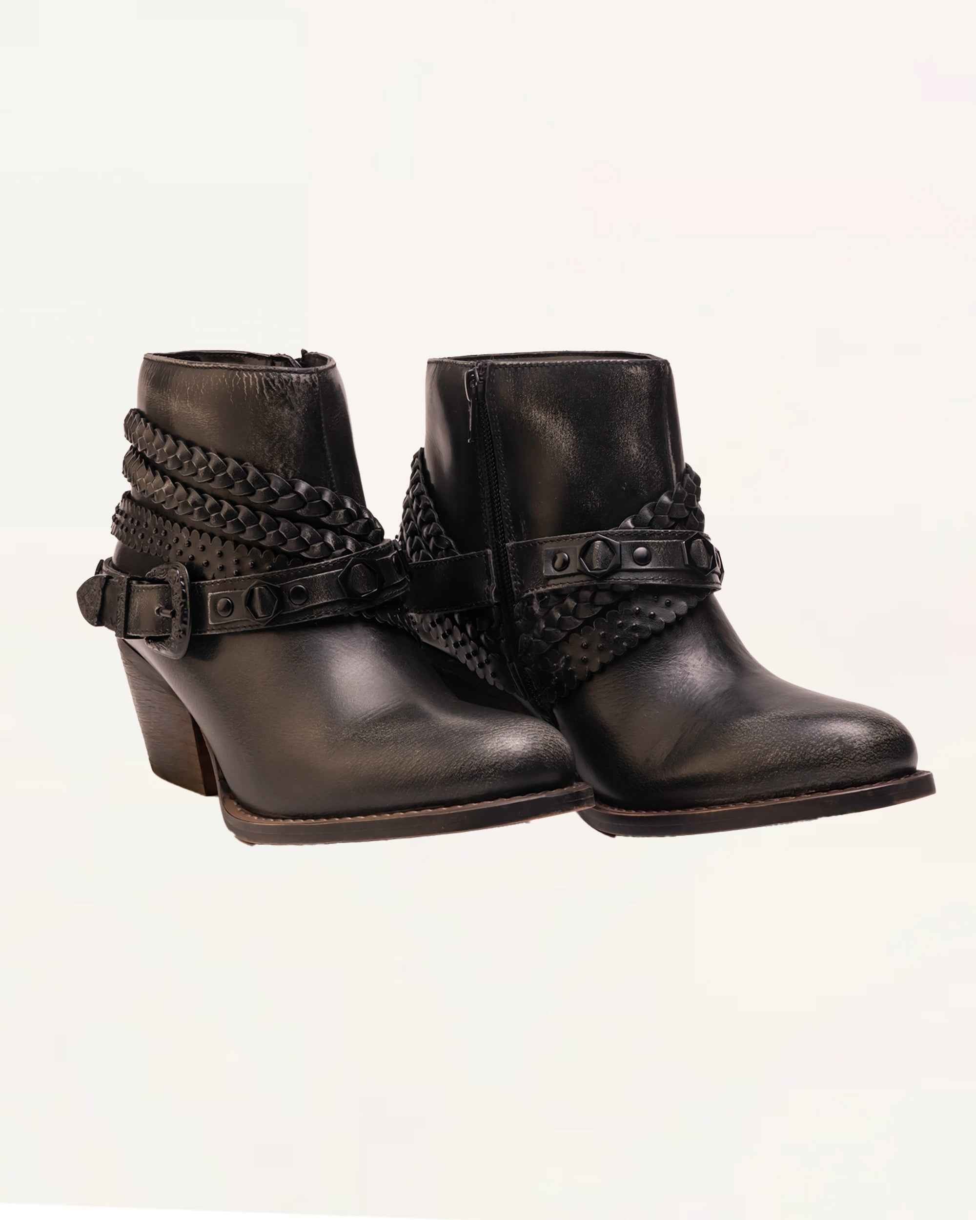 Loyal West Marlene Ankle Booties In Calfskin - Raven