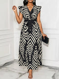 Plus Size Chevron Print Wrap Maxi Dress by Shopiebay
