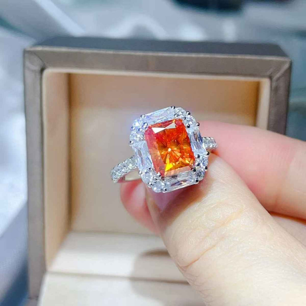 3 Carat Emerald Cut Moissanite Halo Ring