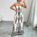 Women's Wide-leg Slim Fit Tied Printed Jumpsuit