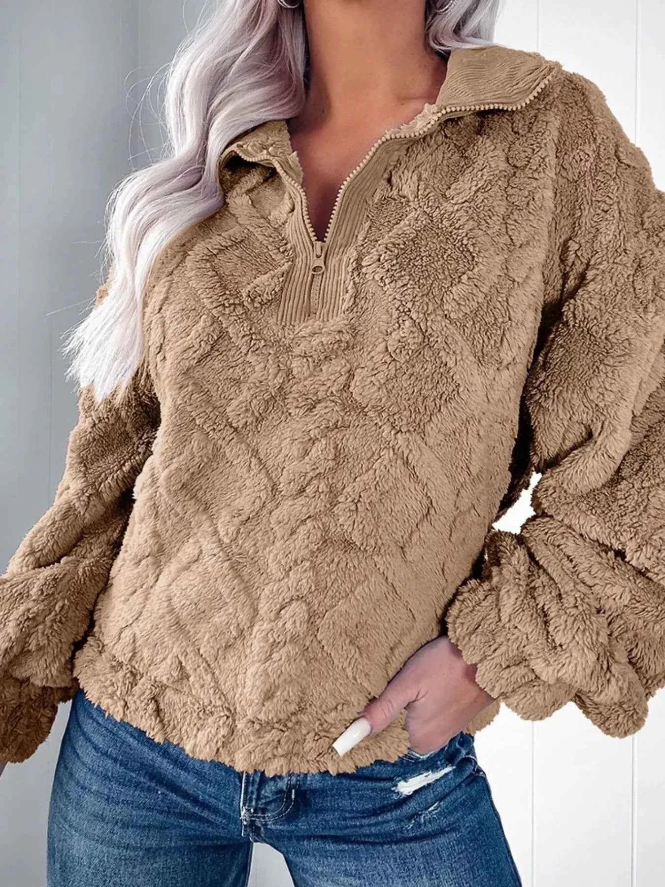 Cozy Fleece Quarter Zip Sweatshirt