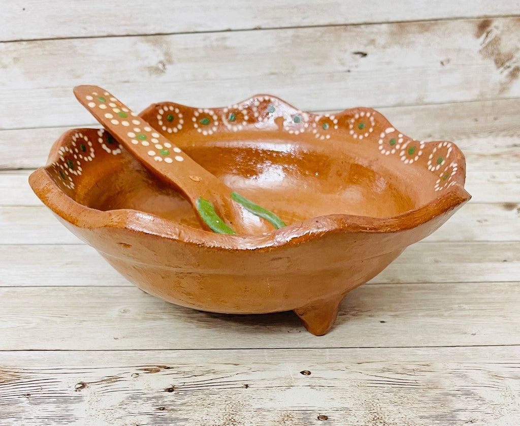 Authentic Mexican Molcajete with Spoon Molcajete Mexicano de Barro con Cuchara by Chica Mexico