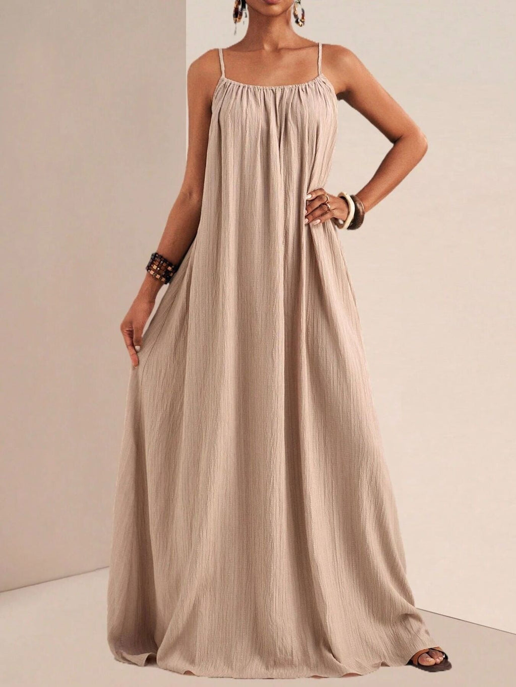 Spaghetti Strap Flowy Maxi Dress by Shopiebay
