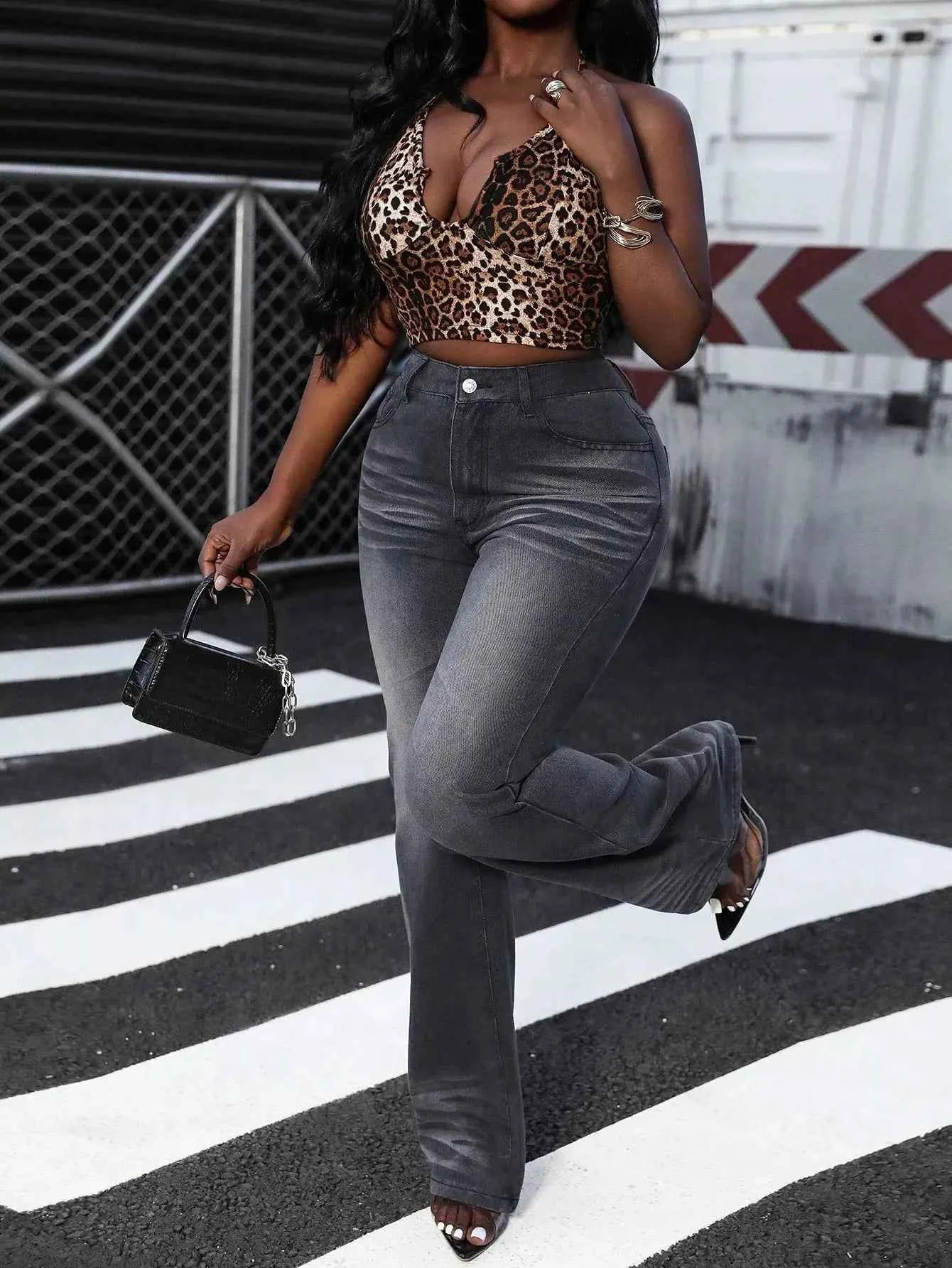 High Waist Straight Leg Jeans