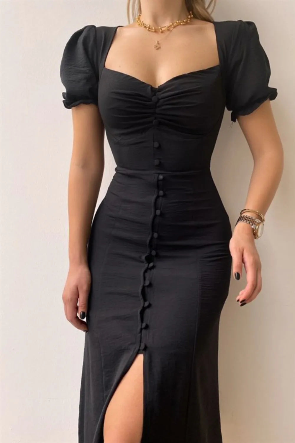 Sweetheart Neck Short Sleeve Dress by Shopiebay