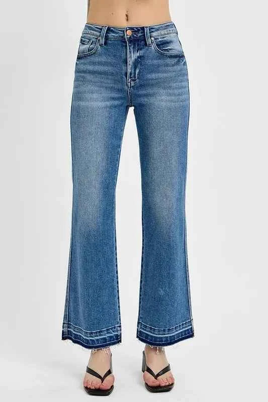 RISEN Full Size Raw Hem Ankle Bootcut Jeans Plus Size