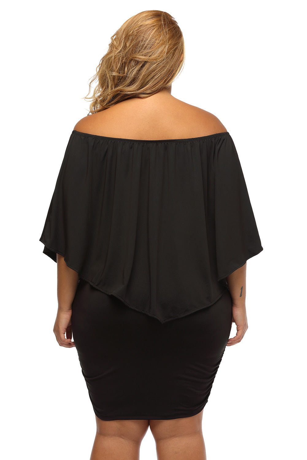 Plus size  Dressing Layered Fiery Red Mini Poncho Dress