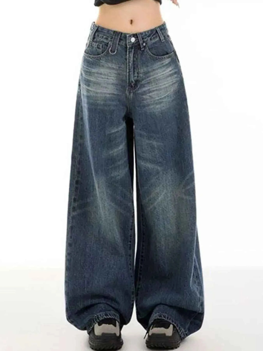 Vintage Wash Wide Leg Jeans