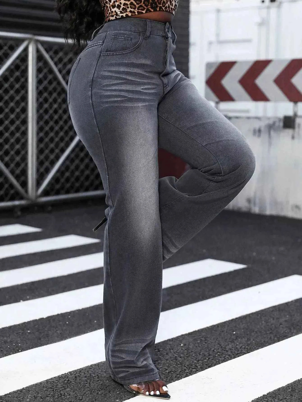 High Waist Straight Leg Jeans