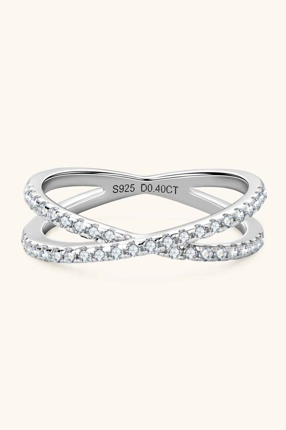 Moissanite 925 Sterling Silver Crisscross Ring