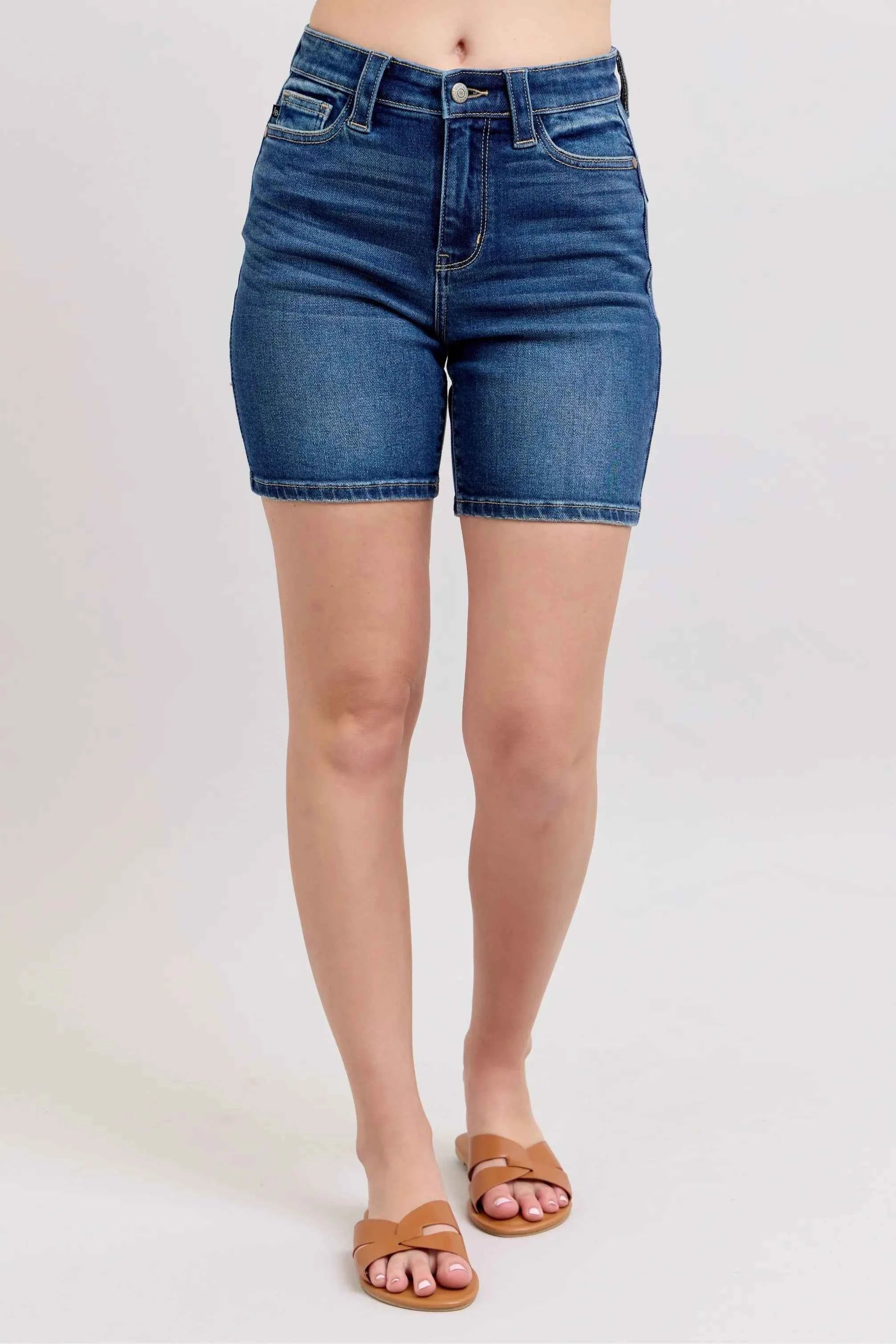 Judy Blue Full Size High Waist Bermudas Jeans W/ Back Flap Pockets Plus Size
