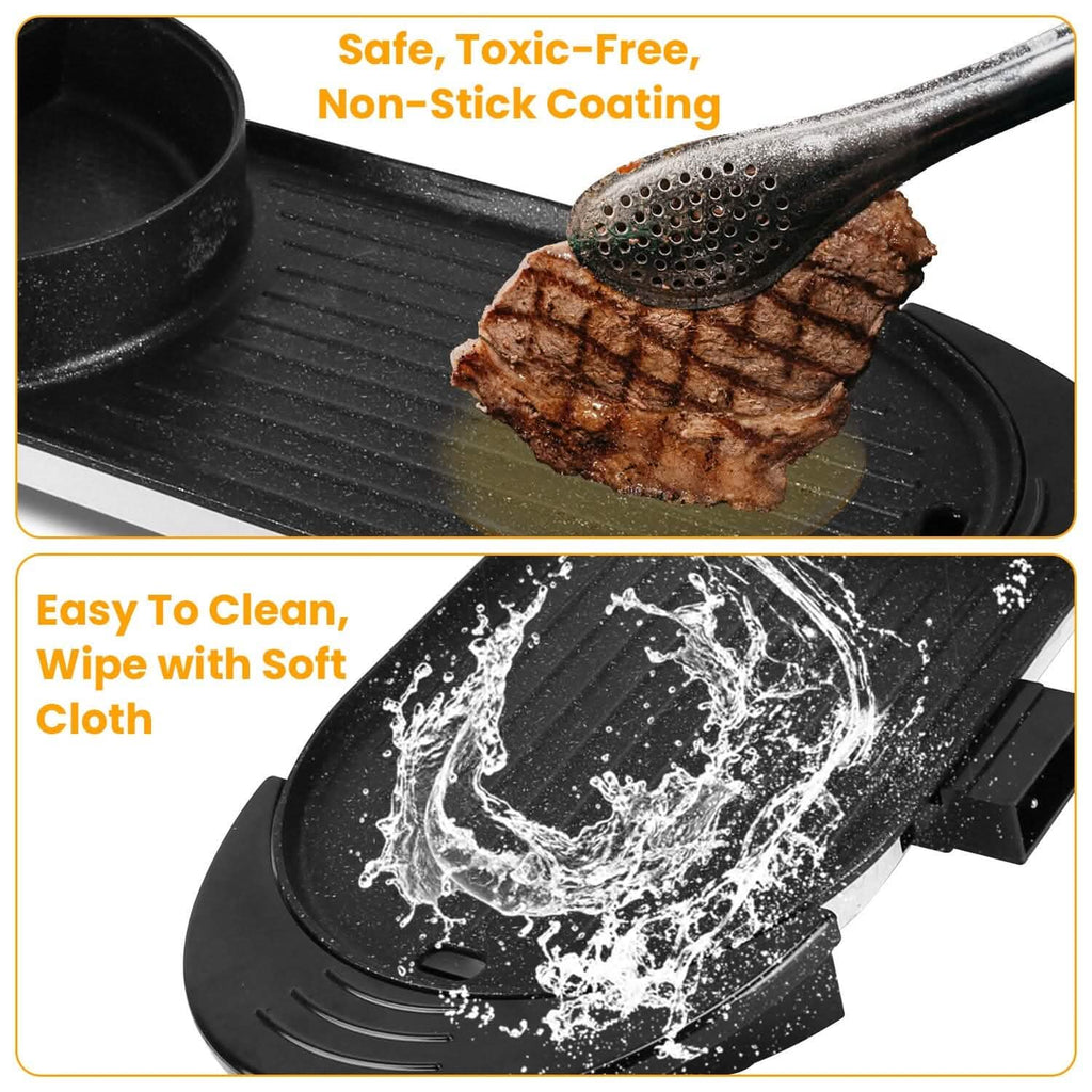 2-in-1 Electric Hot Pot with Bbq Grill Cooker 2200W by DailySale