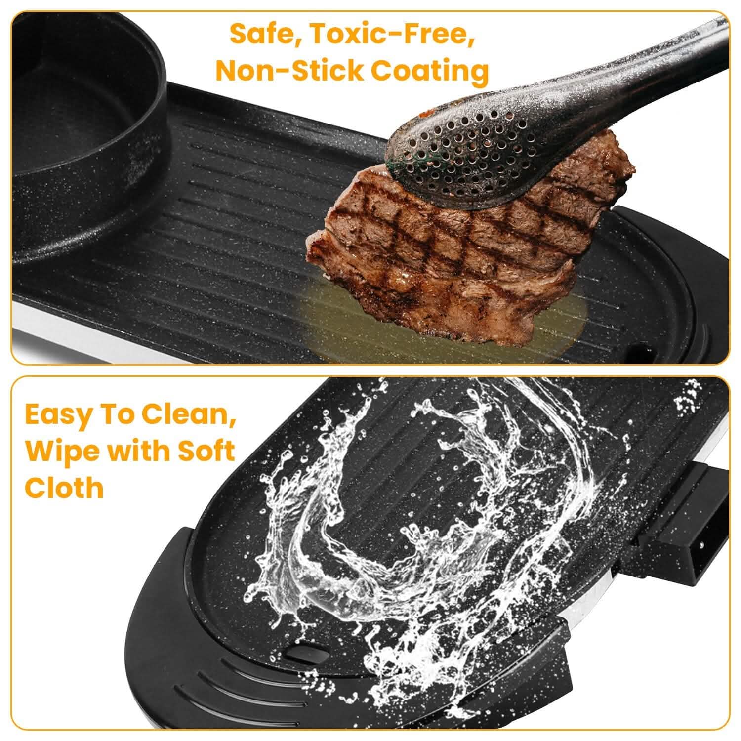 2-in-1 Electric Hot Pot with Bbq Grill Cooker 2200W by DailySale