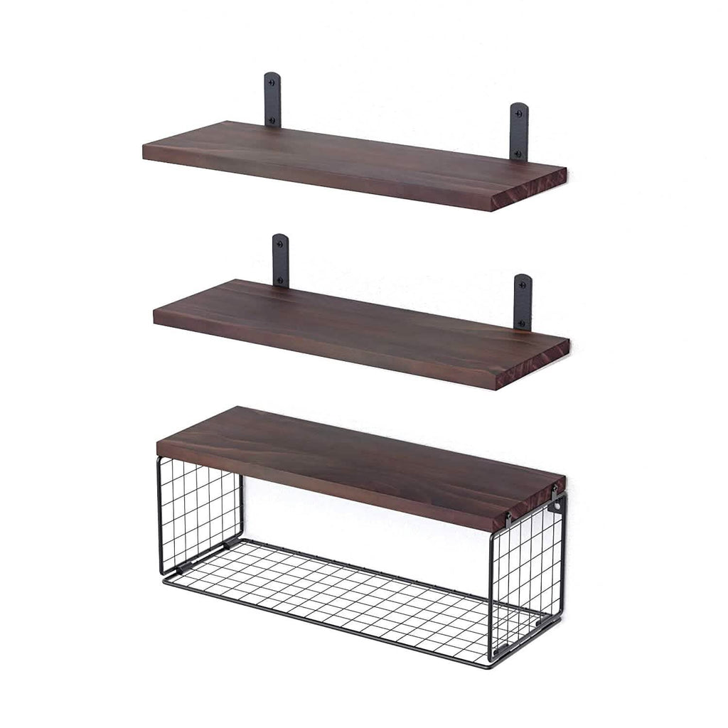 2-in-1 Floating Shelves Wall Mounted with Storage Basket by DailySale