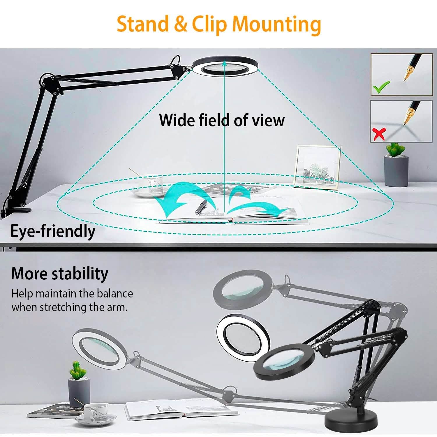 2-in-1 LED Magnifier Desk Lamp with 8x Magnifying Glass by DailySale