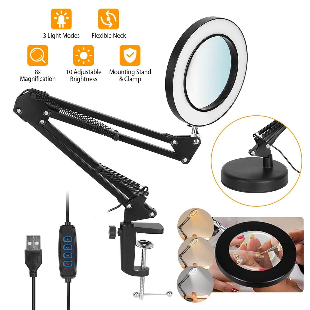 2-in-1 LED Magnifier Desk Lamp with 8x Magnifying Glass by DailySale