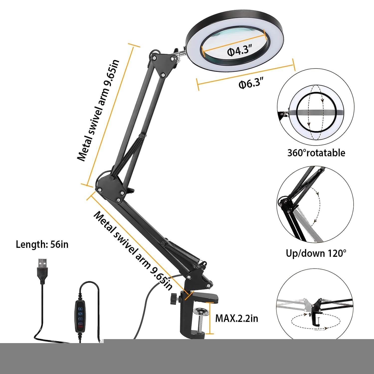 2-in-1 LED Magnifier Desk Lamp with 8x Magnifying Glass by DailySale