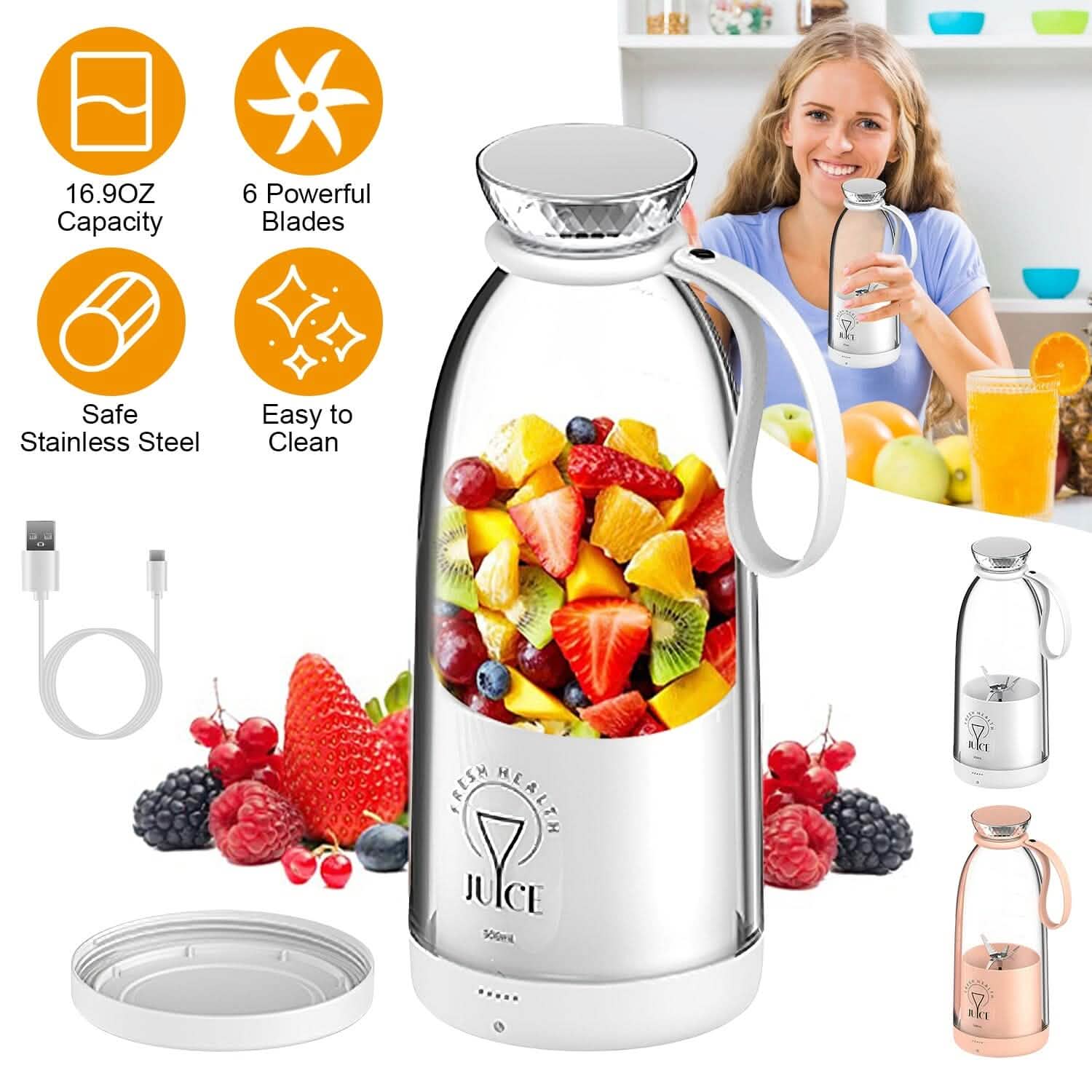 2-in-1 Portable Fruit Blender Rechargeable by DailySale