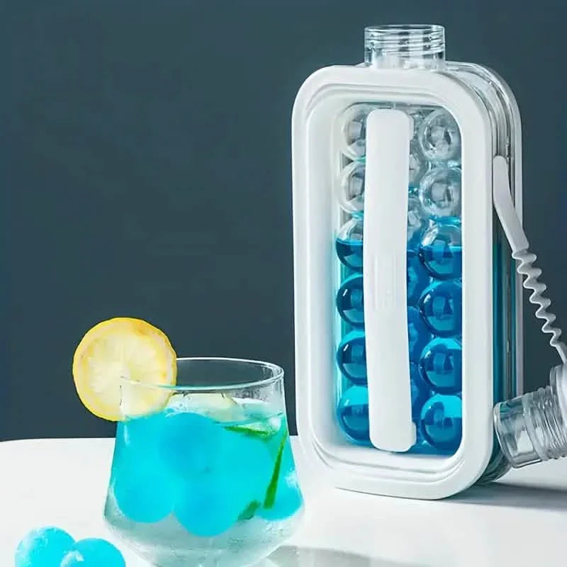 2-in-1 Portable Ice Ball Maker Kettle With 17 Grids Flat Body Lid Cooling Ice Pop/Cube Molds by DailySale