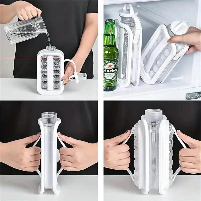2-in-1 Portable Ice Ball Maker Kettle With 17 Grids Flat Body Lid Cooling Ice Pop/Cube Molds by DailySale
