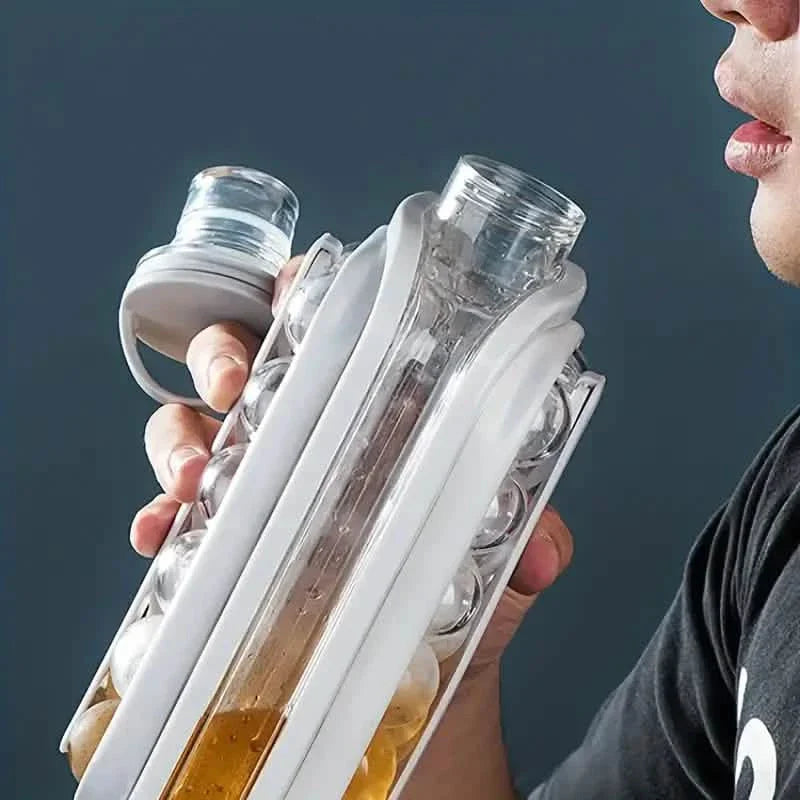 2-in-1 Portable Ice Ball Maker Kettle With 17 Grids Flat Body Lid Cooling Ice Pop/Cube Molds by DailySale