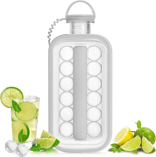 2-in-1 Portable Ice Ball Maker Kettle With 17 Grids Flat Body Lid Cooling Ice Pop/Cube Molds by DailySale
