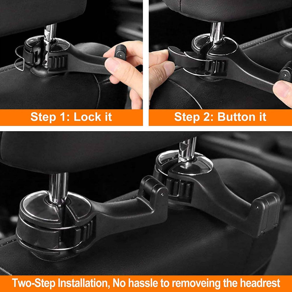 2-Pack: 2-in-1 Car Seat Hooks for Purses and Bags with Phone Holder by DailySale