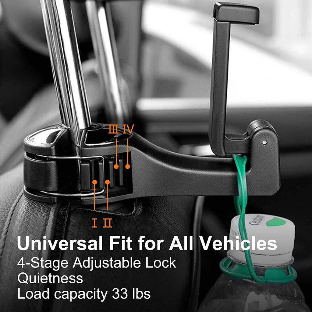 2-Pack: 2-in-1 Car Seat Hooks for Purses and Bags with Phone Holder by DailySale