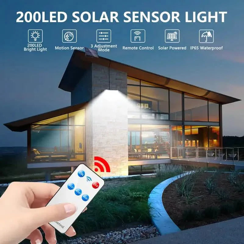 2-Pack: 200-LED/3Modes Upgraded Split Solar Motion Sensor Light Outdoor with Remote by DailySale