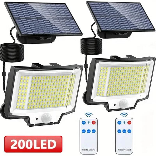 2-Pack: 200-LED/3Modes Upgraded Split Solar Motion Sensor Light Outdoor with Remote by DailySale