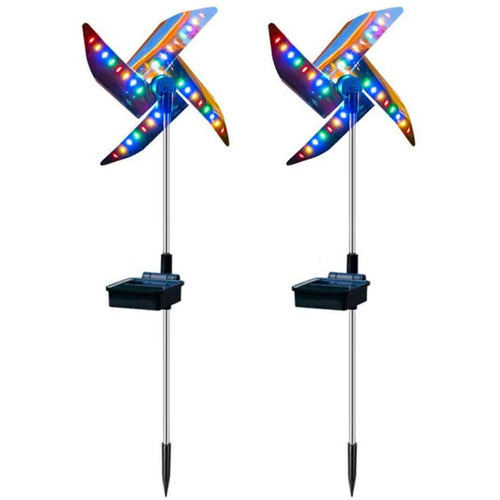 2-Pack: 32LED Outdoor Solar Ground Light Garden Lawn Waterproof Windmill Lamp by DailySale