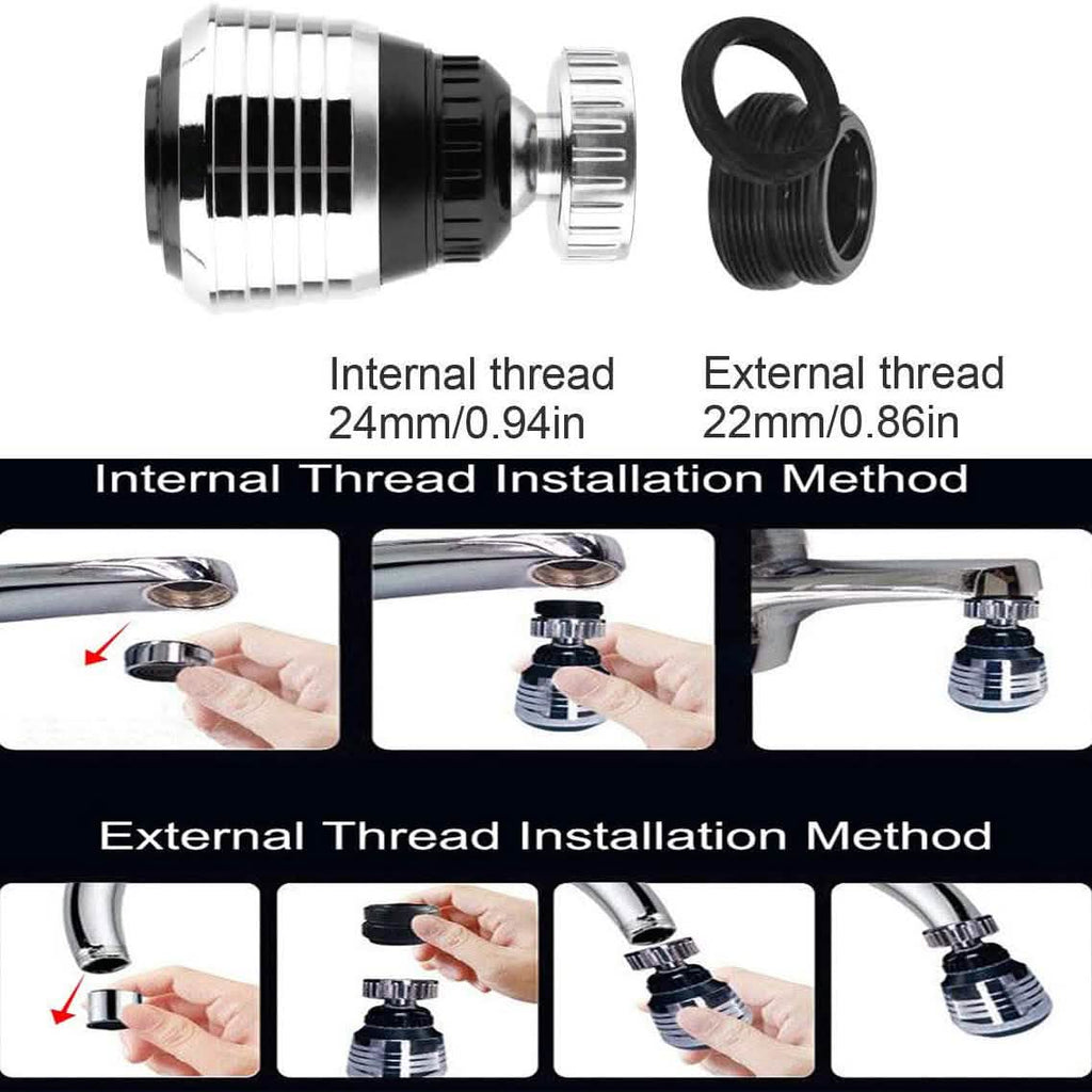 2-Pack: 360 Degree Swivel Faucet Aerator Deluxe Water Saving Faucet Sprayer by DailySale