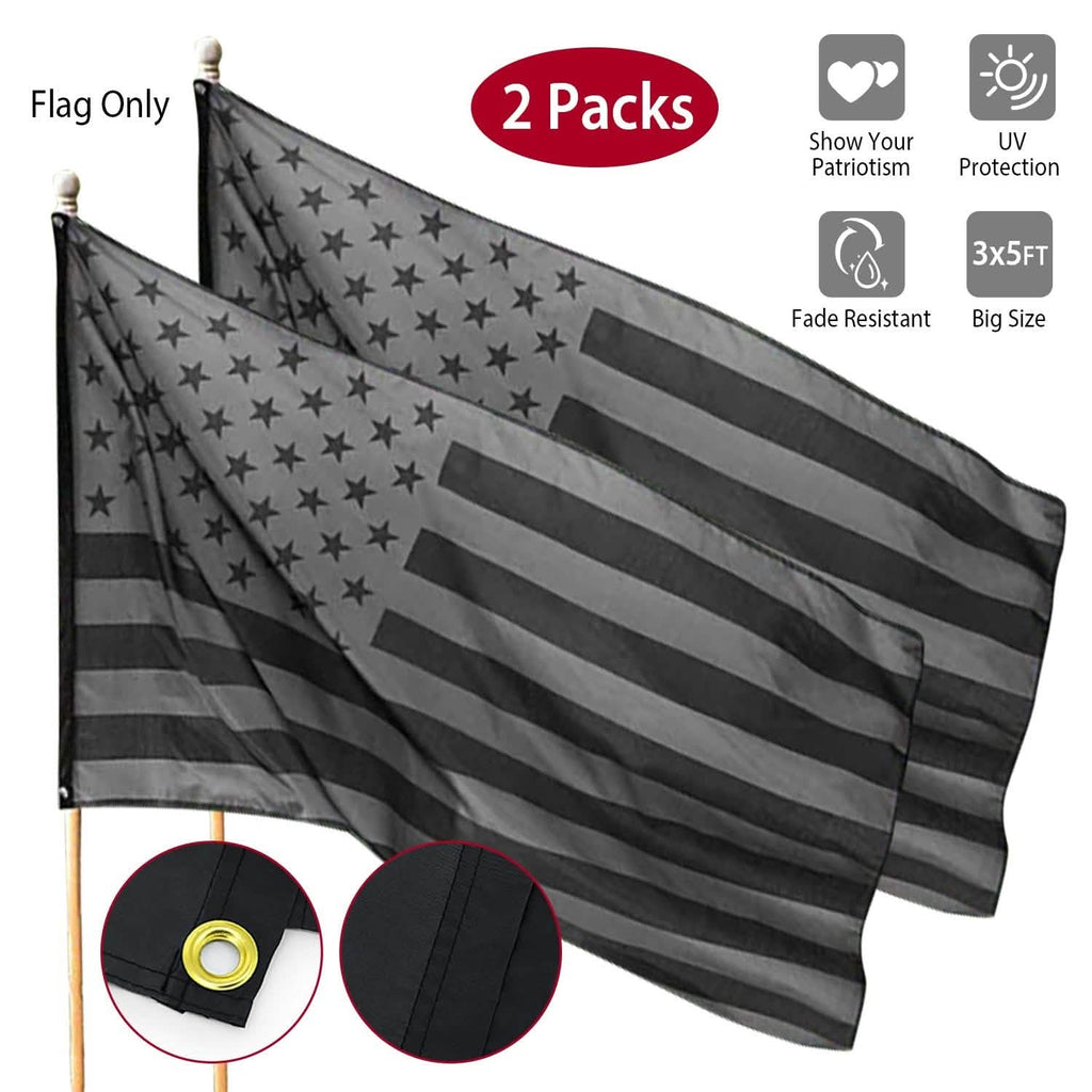 2-Pack: 3X5 Ft. All Black American Flag by DailySale