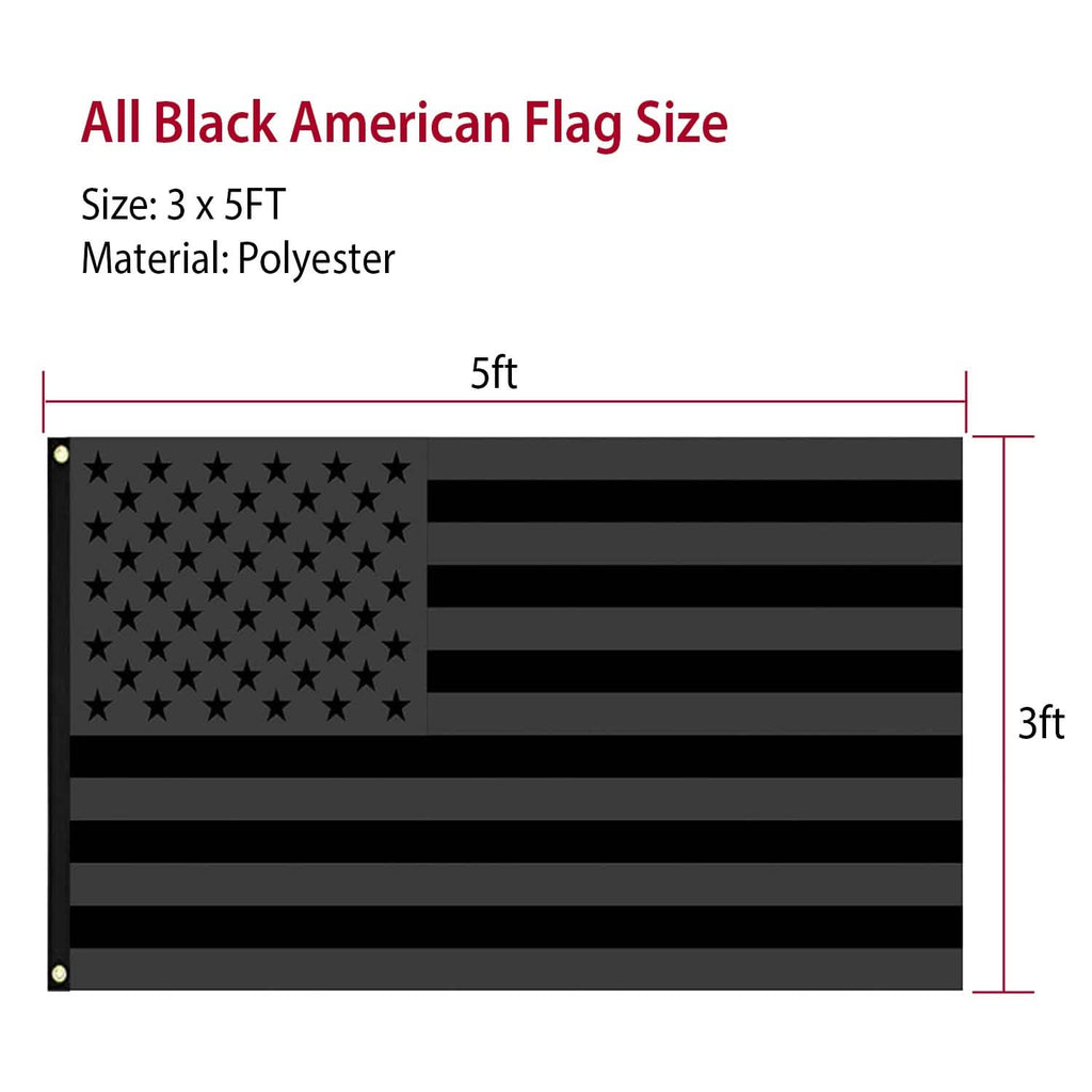 2-Pack: 3X5 Ft. All Black American Flag by DailySale