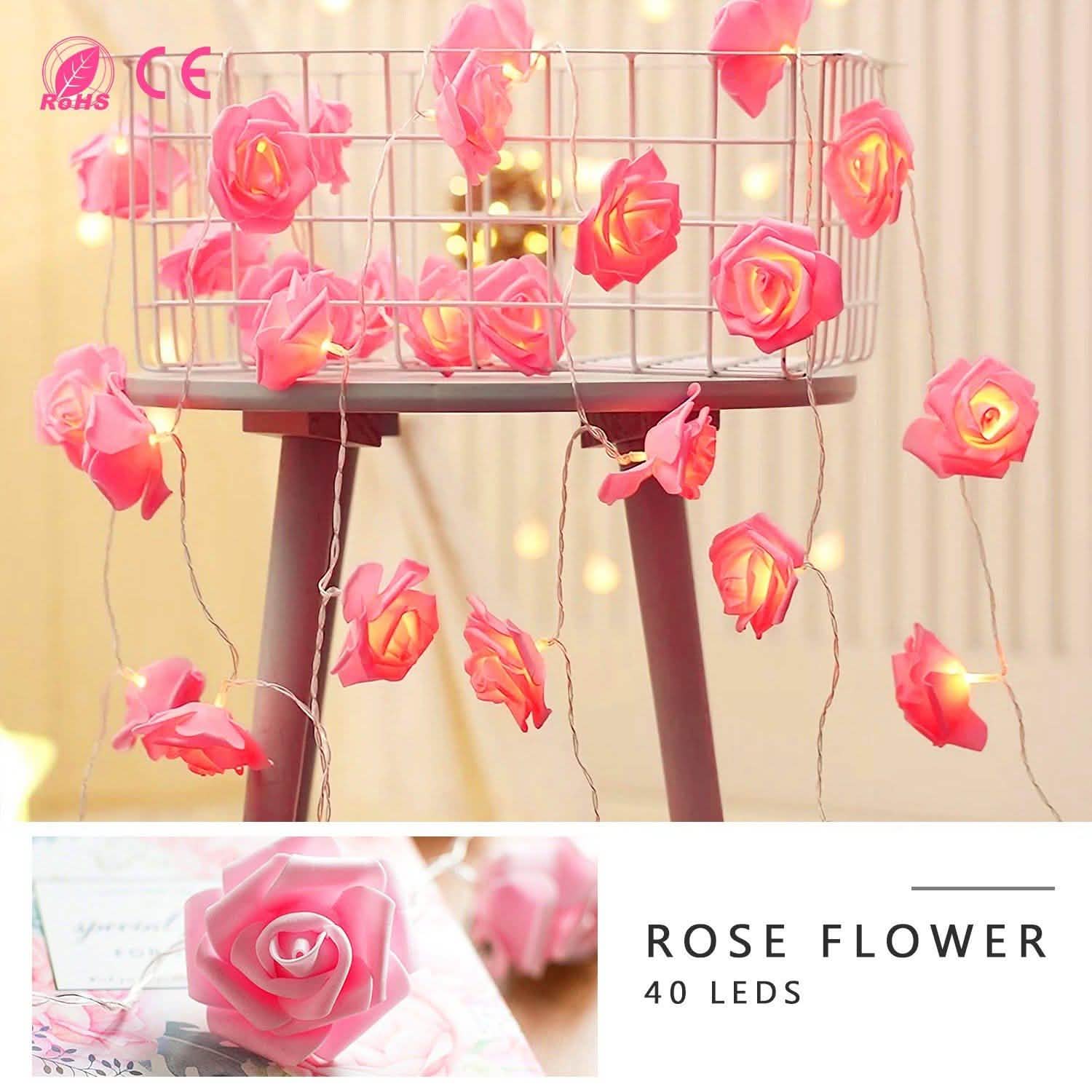 2-Pack: 40 LEDs Rose Flower String Lights by DailySale