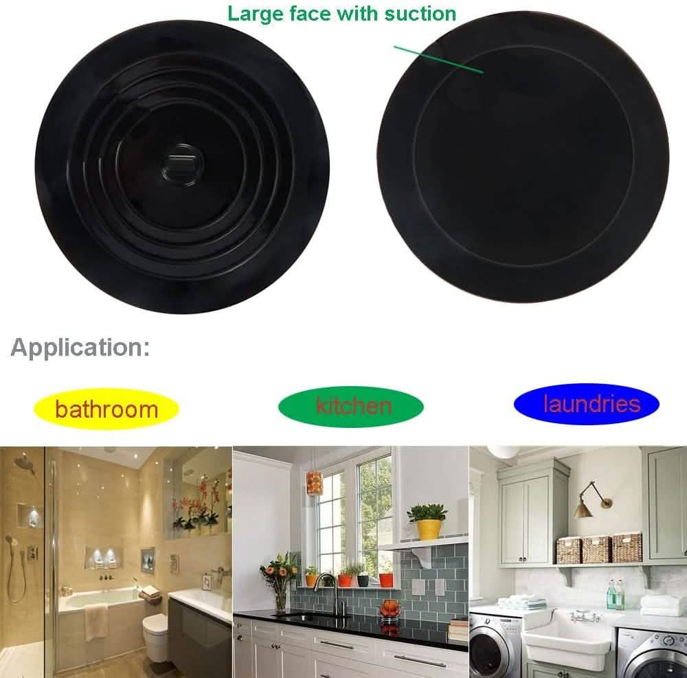 2-Pack: 6" Large Silicone Drain Plug Hair Stopper Flat Suction Cover by DailySale