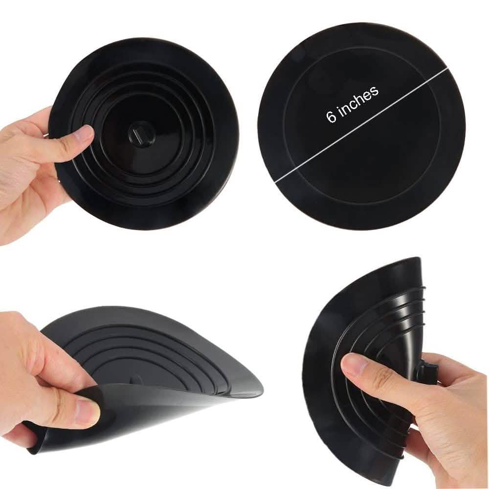 2-Pack: 6" Large Silicone Drain Plug Hair Stopper Flat Suction Cover by DailySale