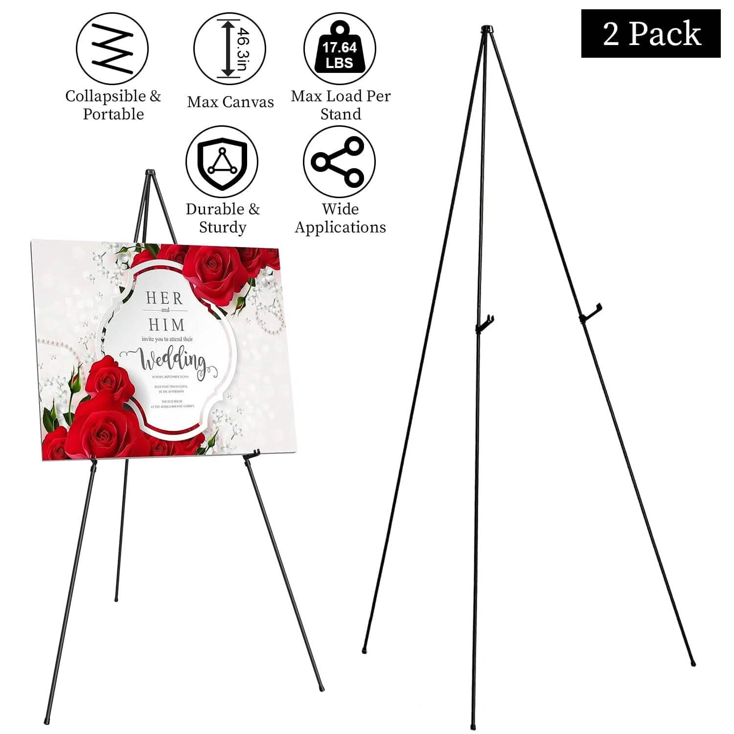 2-Pack: 61" Collapsible A Frame Tripod Easel Iron Alloy Drawing Stand by DailySale