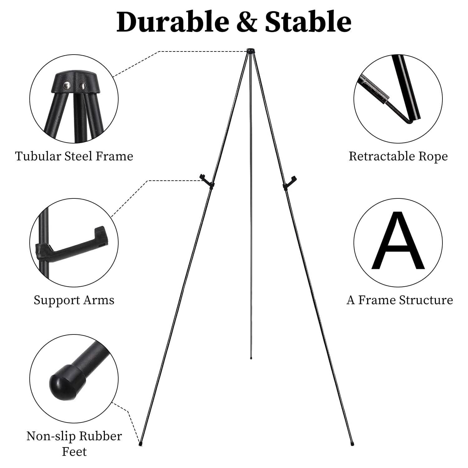 2-Pack: 61" Collapsible A Frame Tripod Easel Iron Alloy Drawing Stand by DailySale