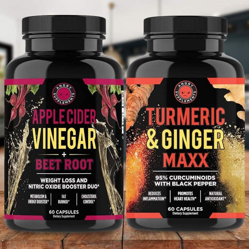 2-Pack: Angry Supplements Apple Cider Vinegar + Beetroot and Turmeric & Ginger Capsules by DailySale