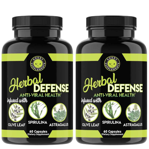 2-Pack: Angry Supplements Herbal Defense Anti Viral Immune Support, Spirulina Olive Leaf by DailySale