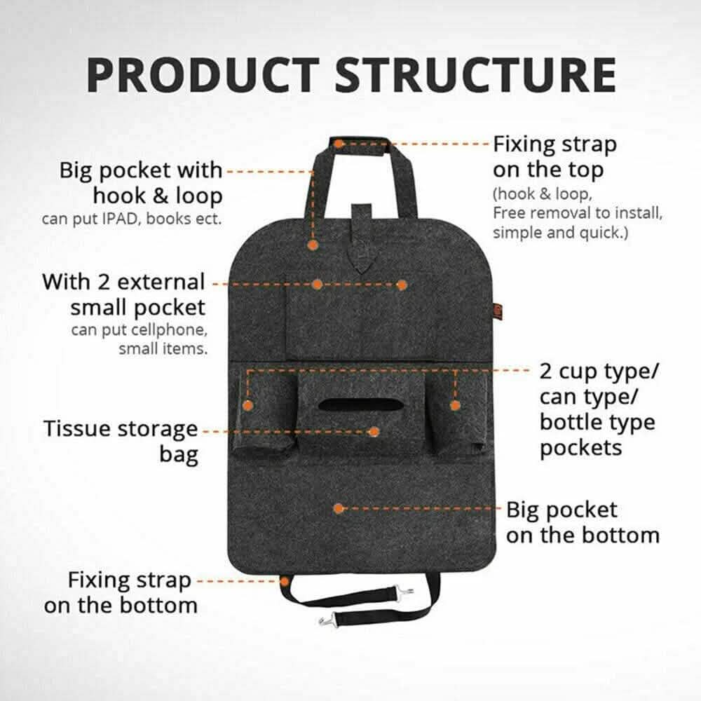 2-Pack: Car Seat Back Storage Bag Multifunctional Adjustable Backseat Storage Bag by DailySale