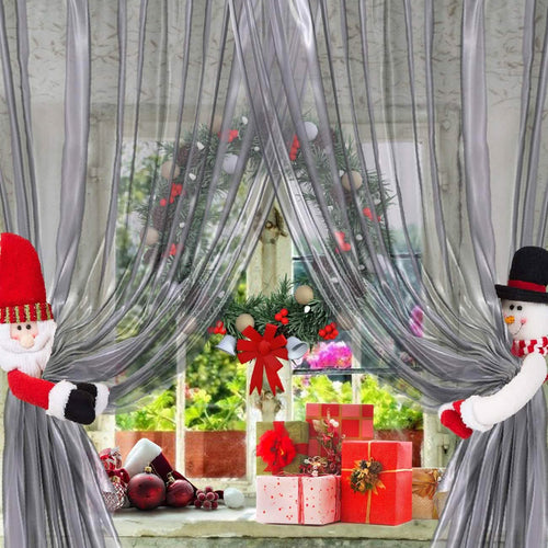 2-Pack: Christmas Curtain Buckle Doll Santa & Snowman by DailySale