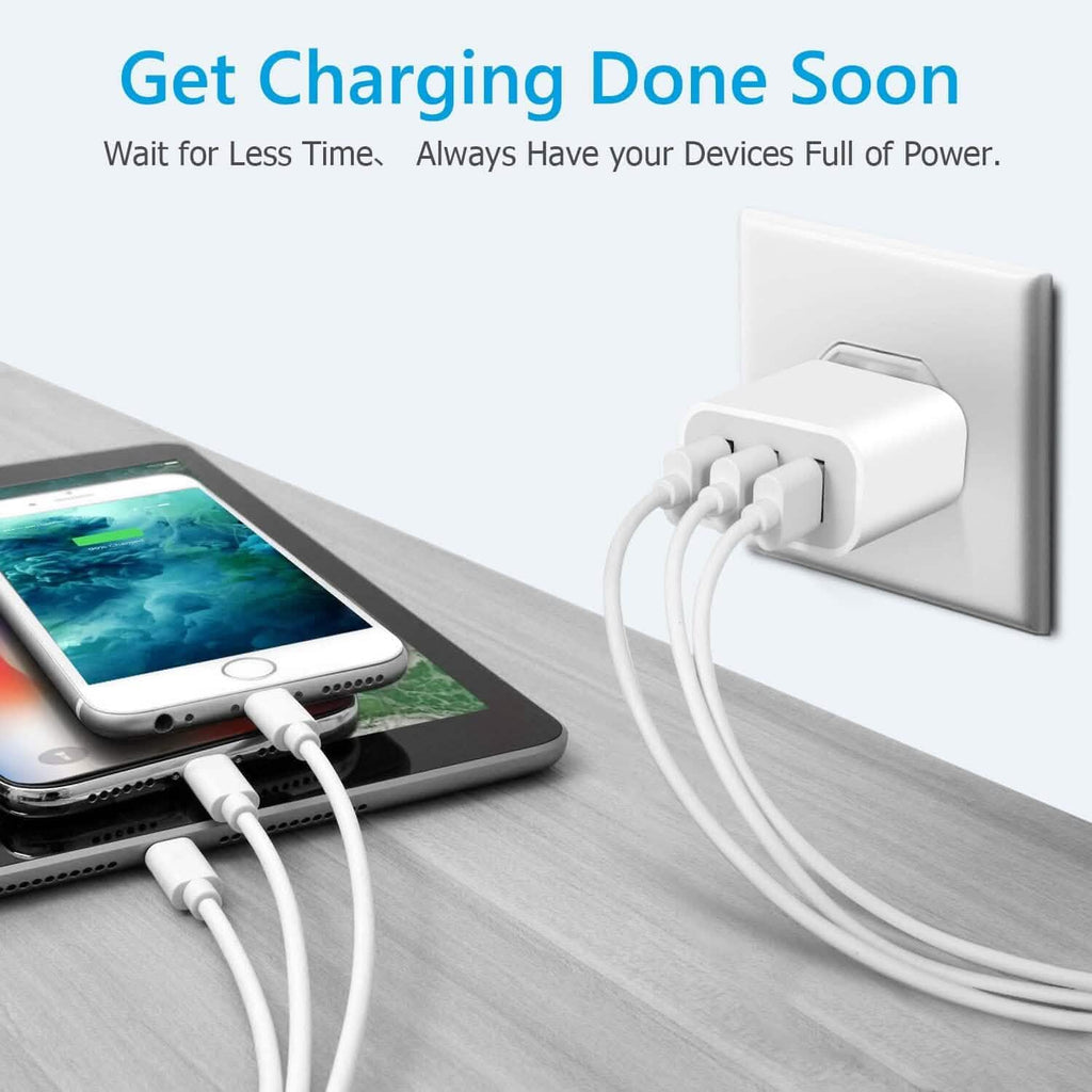 2-Pack: Compact 3-Port USB Wall Charger Adapters with Quick Charge by DailySale